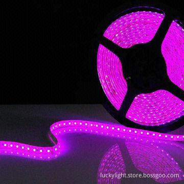 Pink Color Flexible LED Strip, 120 Pieces of 3528 SMD LEDs/Meter, Waterproof, 120 Degrees Beam Angle